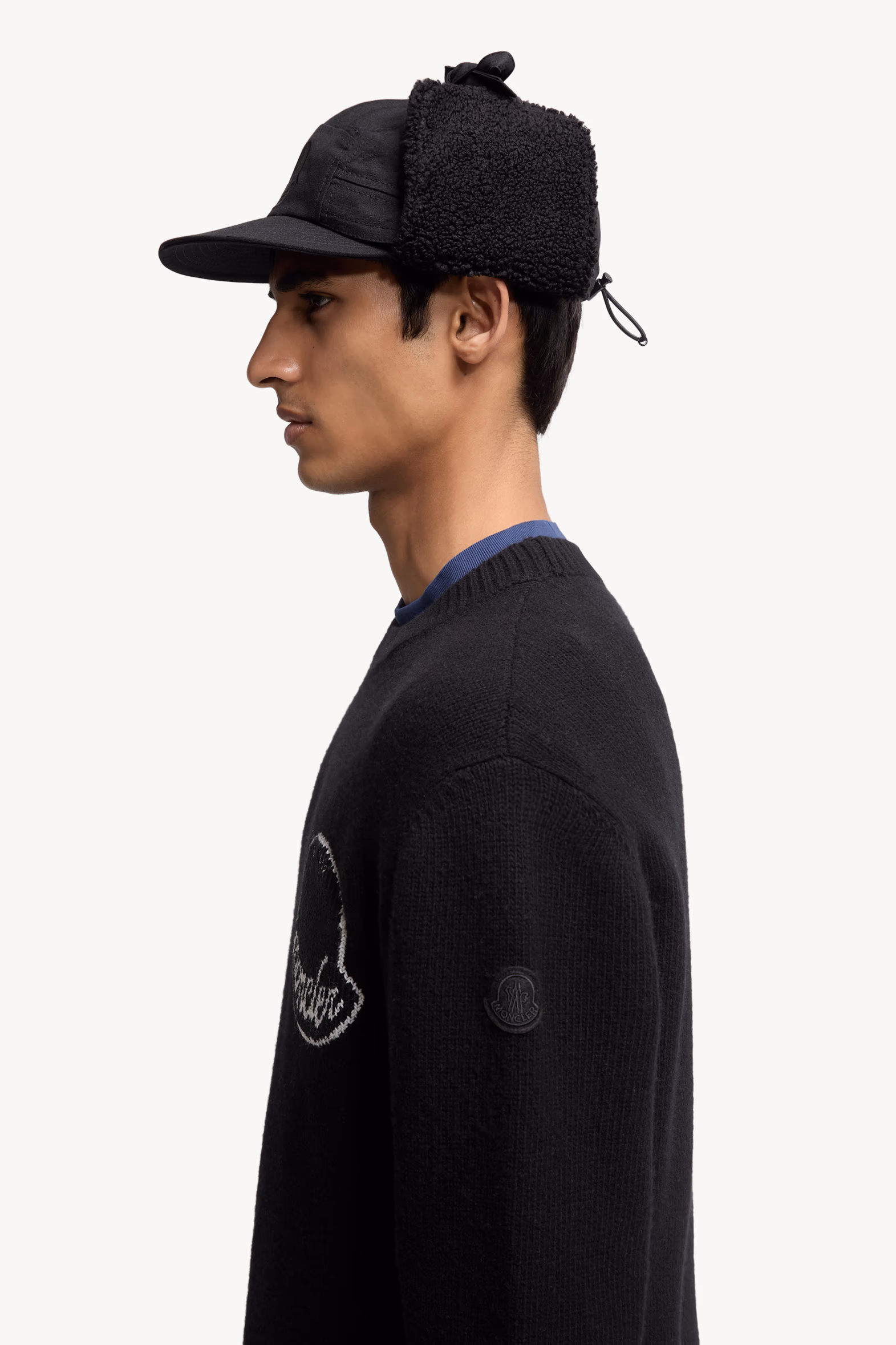 Embroidered Logo Wool Sweater Men Black Moncler 4